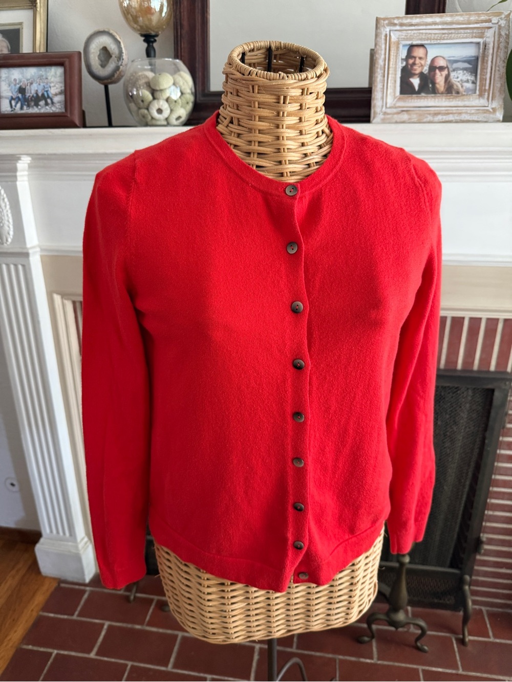 Boden red cotton classic cardigan M
